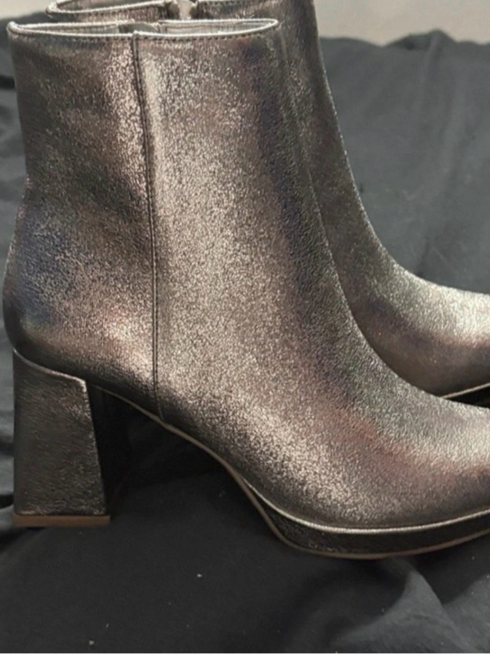 Worthington Metallic Silver Block Heel Ankle Boots